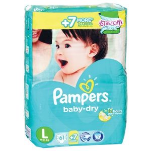 pampers baby dry large 61+7's