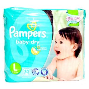 pampers baby dry large 30's