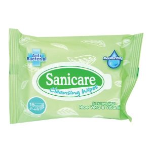 sanicare cleansing baby wipes 15's